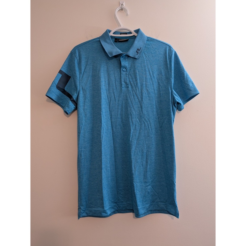 J.LINDEBERG Heath Regular Fit Men's Medium Golf Polo Short Sleeve Shirt Blue
